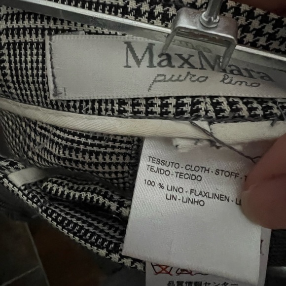 MaxMara straight leg trousers in linen in black and white plaid - Picture 9 of 9